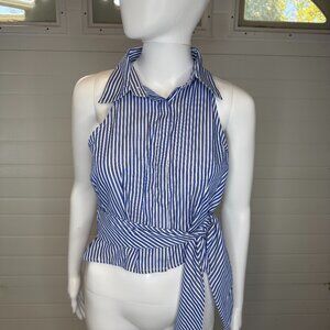 Commense Striped Tie-Waist Crop Top – Size S (NWT)